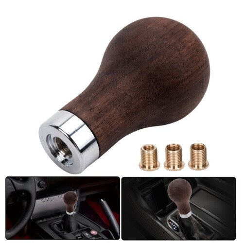 Solid Wood Gear Shift Knob - Vintage Manual Gear Shift Handle (Adapter Nut Included) for Car Interior Modification 2
