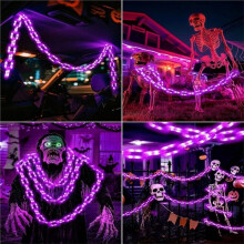 Luzes de Cordão de LED Solar de Halloween Luzes de Cordão de Halloween Adereços com 8 Modos de Iluminação Cordão de Luzes A