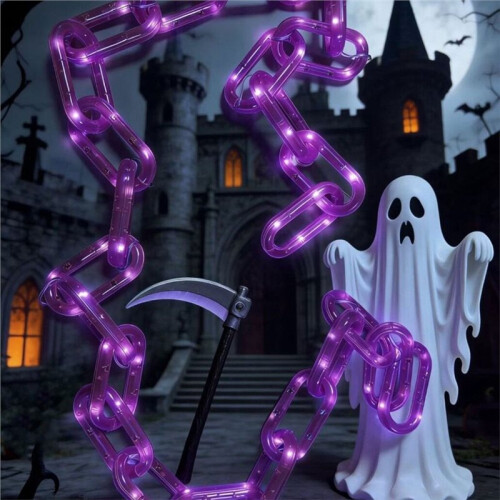 Halloween Solar LED Chain Lights Halloween Chain Lights Props Chains with 8 Lighting Modes String Lights B 1