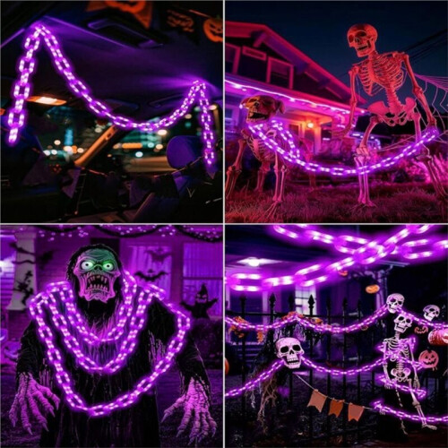 Halloween Solar LED Chain Lights Halloween Chain Lights Props Chains with 8 Lighting Modes String Lights B 2