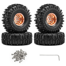 Roue Beadlock de 1,0 Pouce et Pneus en Caoutchouc pour 1/18 pour TRX4M 1/24 pour Axial SCX24 AX24 FCX24 RC Crawler Marron