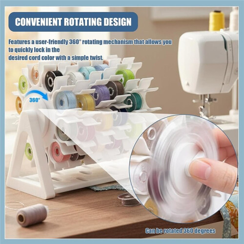 Rotating Bobbin Thread Organizer for 60 Bobbins, Space-Saving No- Storage Solution 2