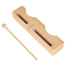 Dual-Tone Wooden Percussion Block Handheld Beech Wood Rhythm Instrument for Music Education Classroom Teaching