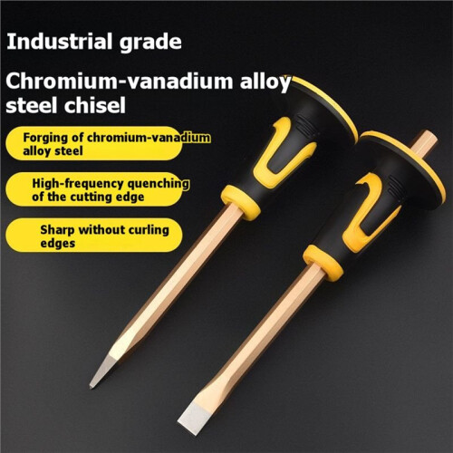Masonry Chisel Set - 2-Piece Heavy Duty Pointed & Flat Rock Chisels for Brick and Concrete Work 1