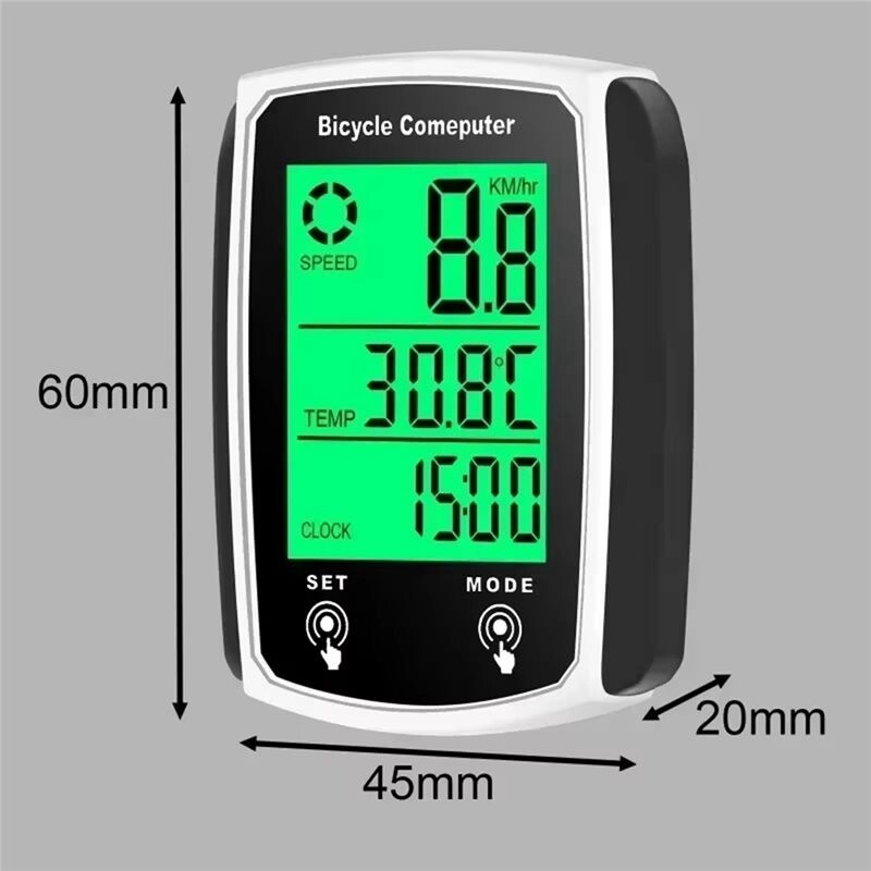 Wired Bike Computer LED Digital Bicycle Speedometer Odometer ...