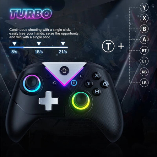 RGB LED Light Gaming Controller Gamepad 2.4G Draadloos voor  voor /IOS/PC/Android met Hall Effect Game Joystick 1