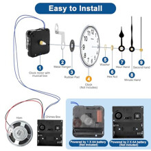 Chiming Clock Mechanism Replacement, Chime Melody Hour Trigger and 3 Set Hands for Vintage Grandpa Clock Repair Part