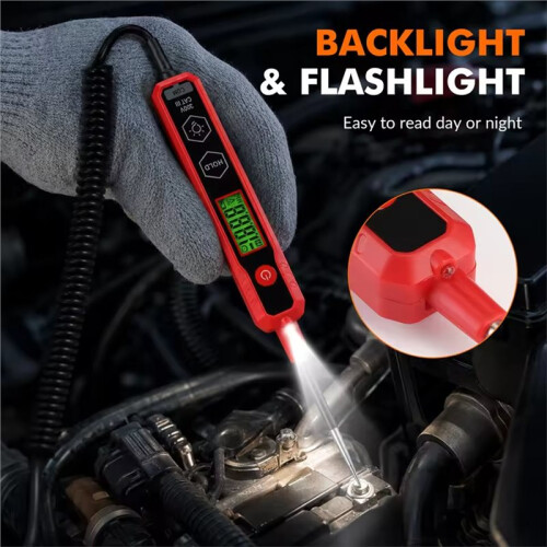 HT1886B Digitale Auto-Spanningstesterpen, 0,8-100V  LCD-Scherm Testlicht Autocircuit Diagnostisch Hulpmiddel