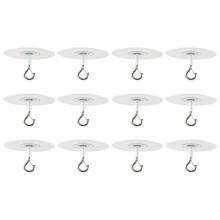 Klebende Decken-Haken, 12er-Pack, Bohrfreie Transparente Klebe-Haken für Hängepflanzen, Dekorationen, Windspiele