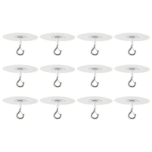 Adhesive Ceiling Hooks 12 Pack, No Drill Clear Stick- Disc Hooks for Hanging Plants, Decorations, Wind Chimes