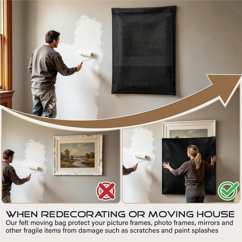 2 Pack 40" X 30"  Picture Frame Moving Bag - Reusable Protective Pouch for Artwork & Mirrors 1
