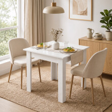 HOMCOM Square Dining Table, Kitchen Table with White Wood Effect