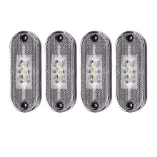 4pcs LED Side Marker Light 12V 24V Signal Indicator White Light compatible with Truck Trailer Caravan