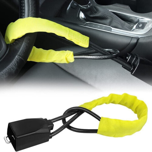 (Yellow)Car Steering Lock With Durable Steel Wire And Antitheft Function For Vehicle 1