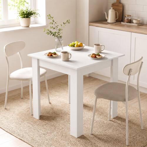 Homcom HOMCOM Square Dining Table, Kitchen Table with White Wood Effect 1