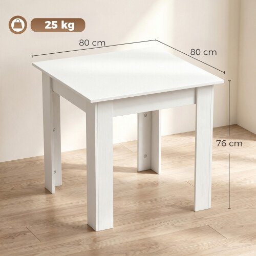 Homcom HOMCOM Square Dining Table, Kitchen Table with White Wood Effect 2
