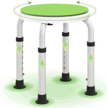 360 Swivel Shower Chair, Height Adjustable Aluminium Shower Stool with Non-Slip Feet for Disabled, Elderly, Green