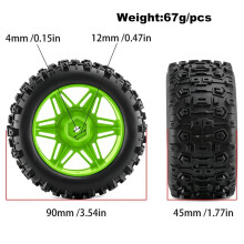 4PCS RC for Truck Wheels Tires 90x45mm for 1/14 1/16 MJX E-Revo Arrma Kraton Upgrade Parts Black