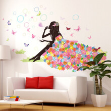 (Bubble)Cute Diy Lovely Girl Art Wall Stickers For Kids Rooms Pvc Wall Decals Home Decor