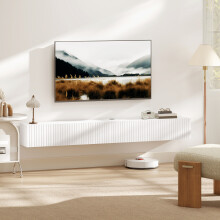 HOMCOM Wall Mount TV Stand Cabinet with Fluted Flip-Down Doors