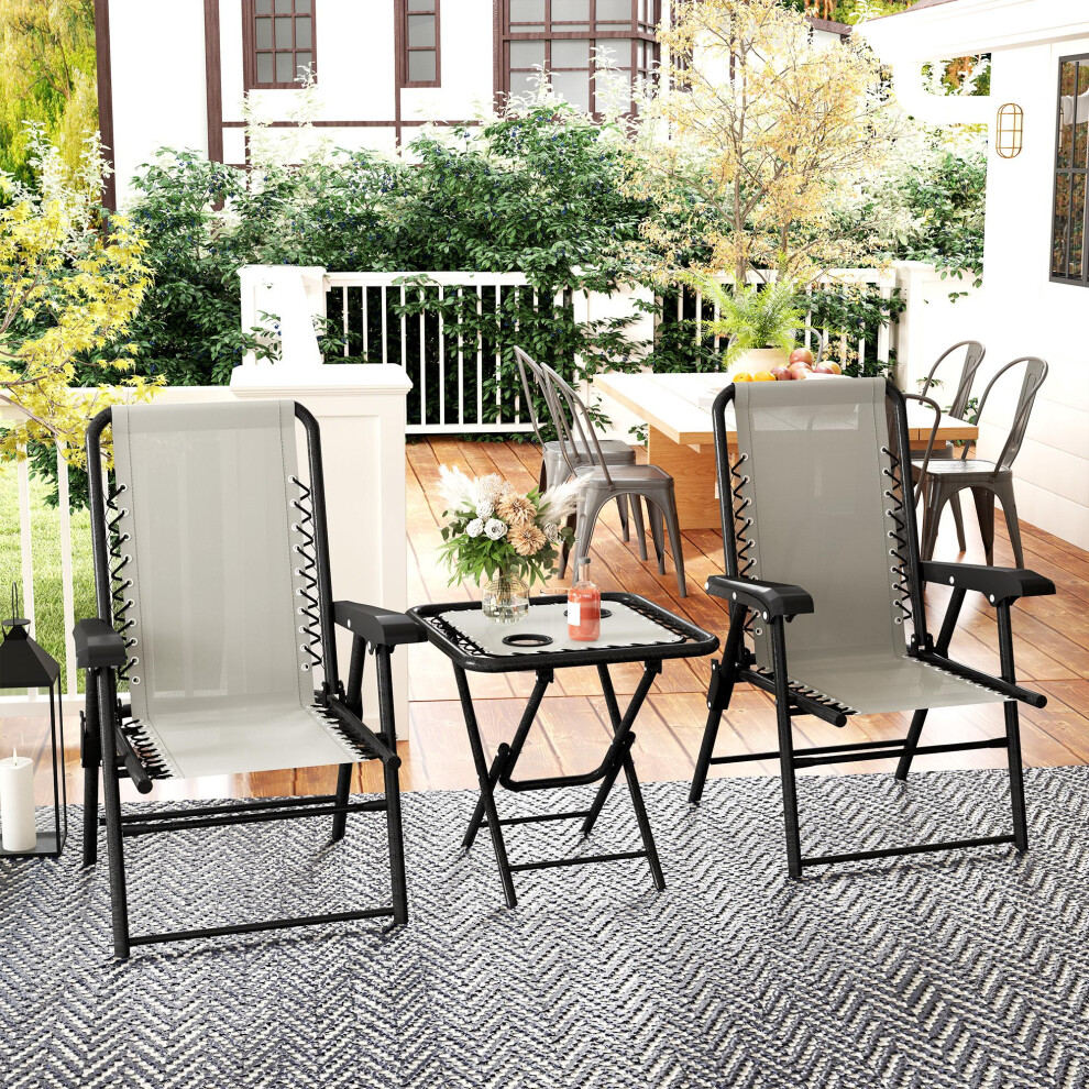 Outsunny - Garden Bistro Set - 2 Seater - Cream - Folding - Image 4