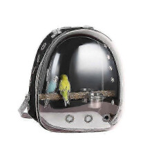 (Yellow) Portable Pet Bird Backpack Outdoor Travel Transparent Ox Cloth Carrier & Comfy Ventilation