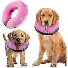 (Pink, S) Uppblåsbar hundhalsband för operation - Snabbspärr, justerbar passform, stoppa stygn, bitslicka sår
