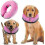 (Pink, S) Inflatable Dog Collar Surgery Cone - Quick Release Adjust Fit Stop Stitch Bite Lick Wound 1