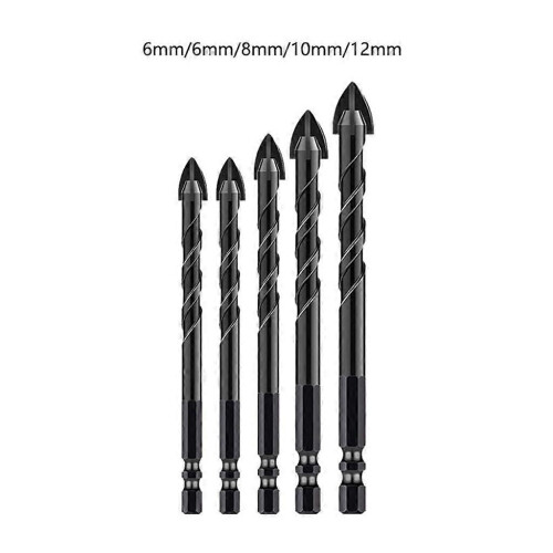 (5Pcs Set2) Premium Threaded Cross Drill Bit Set - 3/4/5/6/8/10/12mm - 5/6/7 Piece Choice