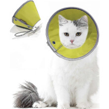 (Green, S) Soft Adjustable Cat Cone Collar for Surgery Recovery Cats Kittens Elizabethan Pet E-Collar
