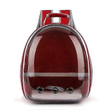 (red) Portable Pet Bird Backpack Outdoor Travel Transparent Ox Cloth Carrier & Comfy Ventilation
