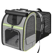 (Gray) Cat Carrier Backpack for Travel Expandable Breathable Mesh Shade Cover Black
