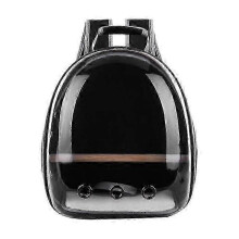 (Black) Portable Pet Bird Backpack Outdoor Travel Transparent Ox Cloth Carrier & Comfy Ventilation