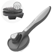 (Grey) Self Cleaning Shedding Brush & Slicker Massage Comb for Cats Dogs Short Medium Long Hair