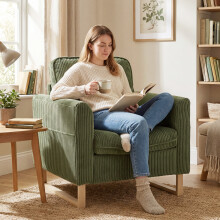 HOMCOM Armchair with Metal Legs and Spring Dark Green