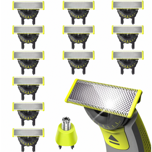 (360 Blade, 12 Blades + Nose Trimmer) Compatible with Philips OneBlade