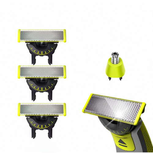 (360 Blade, 3 Blades + Nose Trimmer) Compatible with Philips OneBlade