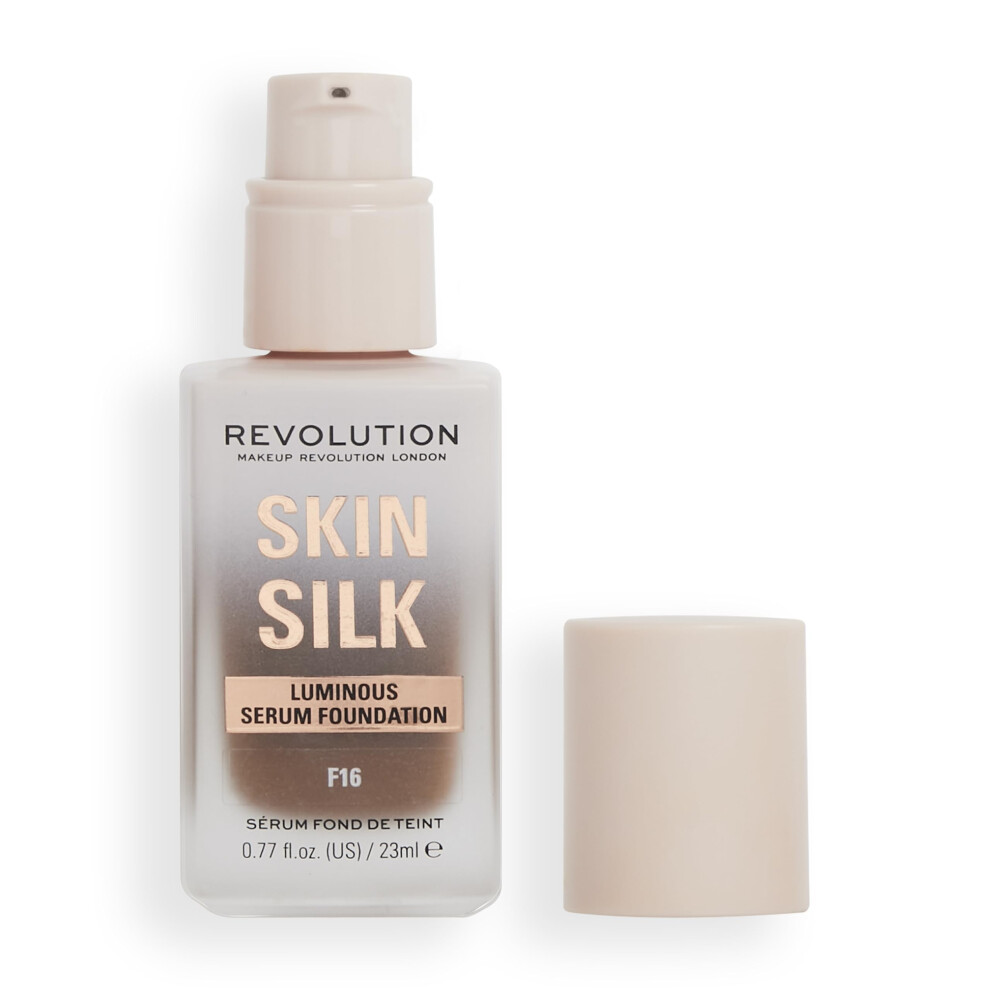 Revolution Skin Silk Radiant Satin Serum Foundation, F16NW Dark Skin Tones | Buildable Coverage, Hydrating Hyaluronic Acid for a Natural Finish, Vegan & Cruelty-Free, 23ml - Image 6