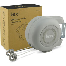 Lexi Retractable Washing Line 30m Dual Outdoor Clothes Line Wall Mounted Grey
