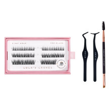 Lola's Lashes Pre-glued Lashes | Soft Definition 3 Row Starter Kit | Pre-Glues Lashes | Easy Application | Application Tools Included