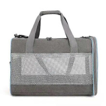 (Gray, 43*30*30) Breathable Mesh Pet Carrier Multi Door Foldable Large Cap HandCrossbody Tote Outdoor Walk