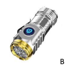 (Silver) Mini lampe torche flash étanche à trois yeux, ultra-puissante, idéale pour les voyages en extérieur.