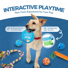 Fur & Bone Dog Chew Toys (18-Pack) - Puppy Toys for Boredom - Indestructible Rope & Squeaky Teething Toys for Small & Medium Dogs