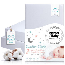 Travel Cot Sheet 95x65 cm - 2 pcs Grey 100% Organic Cotton Fitted Sheets | Award Winning Super Soft And Breathable Baby Bedding