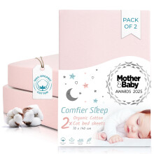 Cot Bed Sheets 140x70cm - 2 pcs Pink 100% Organic Cotton Fitted Cot Sheets | Award Winning Cot Bed Fitted Sheets, Ultra Soft and Breathable Bedding