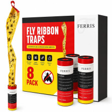 FERRIS 8 Pcs Pesticide Free Sticky Fly Catcher Traps Super Sticky Fly Paper Strips for Fruit Flies Mosquitoes Gnats Wasps and Flying Insects Indoor
