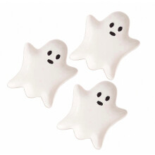 Ghost Shaped Ceramic Trinket Dish, Spooky Decor Plate with Raised Edge for Jewelry, Keys and Small Items