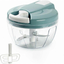Mini handmatige voedselhakker 520 ml, roestvrijstalen uienhakker met 3 scherpe messen voor keukenbereiding