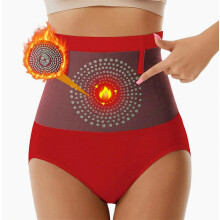 Dames corrigerende slip met hoge taille, buikcontrole, ademend en zacht materiaal, stevig ondersteunend ondergoed voor yoga of kantoor, rood, maat 4