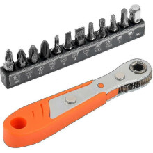 Ratchet Wrench Magnetic Phillips Screwdriver 6.35mm 1/4 Inch Mini Reversible Ratchet Screwdriver Angled Screwdriver With 12 B
